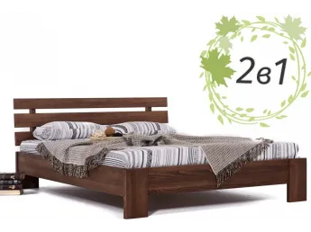 Двоспальне дерев'яне ліжко Лучана та ортопедичний матрац Soft Cloud (2 в 1).