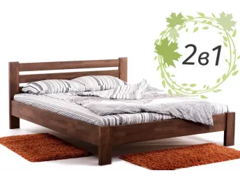 Двуспальная деревянная кровать Сильвана и ортопедический матрас Care Cloud (2 в 1).