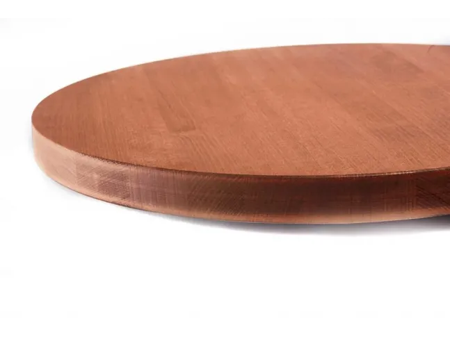 Стільниця кругла світло-коричневого кольору, матеріал - цільний бук (вигляд збоку).