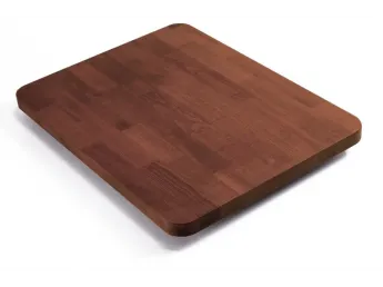 Стільниця прямокутна коричневого кольору із заокругленими кутами, матеріал - зрощений бук (вигляд зверху).