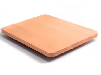 Стільниця прямокутна натурального кольору із заокругленими кутами, матеріал - зрощений бук (вигляд зверху).