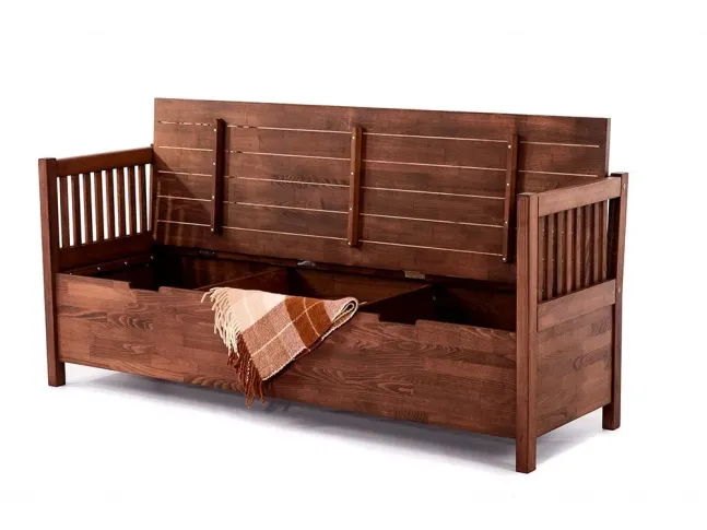 Лавка Олівер коричневого кольору, матеріал - зрощений бук (у відкритому вигляді).