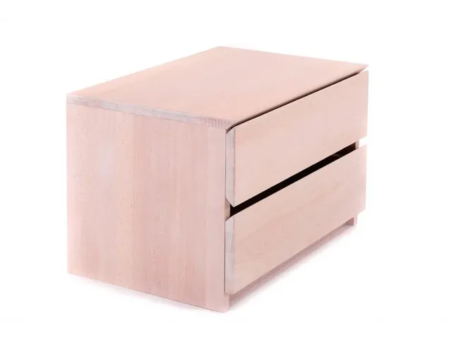 Тумбочка приліжкова Кетрін бежевого кольору, матеріал - цільний бук (вигляд збоку).