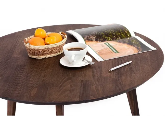 Стіл Данте темно-коричневого кольору, матеріал - бук зрощений (вигляд зверху).